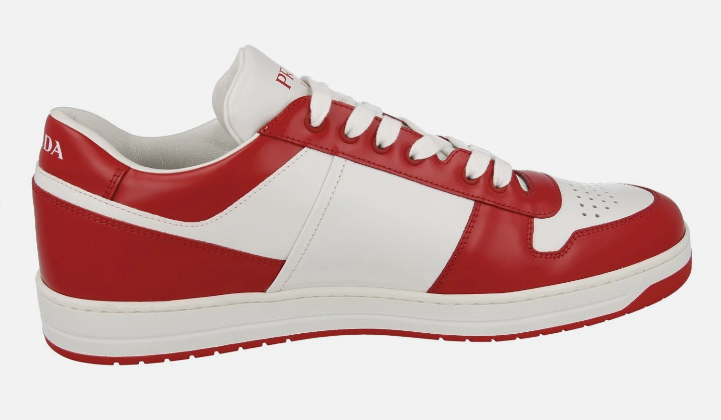 PRADA Leather DOWNTOWN Sneakers – 2EE364 – Red White – NEW